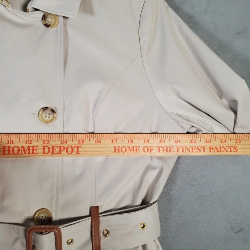 Lauren Ralph Lauren Trench Coat Womens L Beige Double Breasted Belted Preppy - Picture 5 of 8